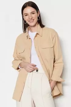 Рубашка - Бежевая - Классический крой Trendyol Modest, бежевый