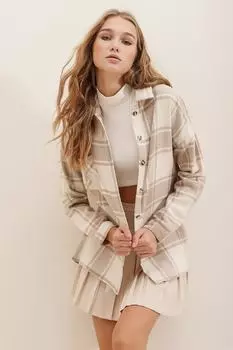 Рубашка - Бежевая - Oversize Trend Alaat Stili, бежевый