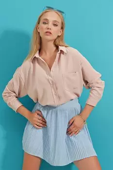 Рубашка - Бежевая - Oversize Trend Alaat Stili, бежевый