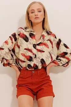 Рубашка - Бежевая - Oversize Trend Alaat Stili, бежевый