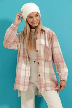 Рубашка - Бежевая - Oversize Trend Alaat Stili, бежевый