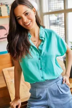 Рубашка - Бирюзовый - Классический крой Olalook, бирюзовый
