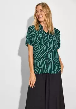 Рубашка-блузка BEDRUCKTE MIT TASCHEN Cecil, темно-зелено-пятнистый