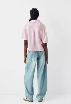 Рубашка-блузка Bershka, светло-розовый