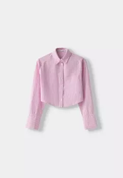 Рубашка-блузка Bershka, светло-розовый