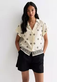Рубашка-блузка BOXY ABSTRACT EMBROIDERY RESORT New Look, белый