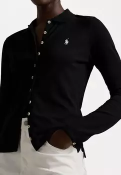 Рубашка-блузка BUTTONED PLACKET LONG SLEEVE POLO SHIRT Ralph Lauren, черный