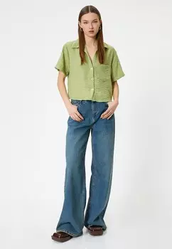 Рубашка-блузка CROP SHORT SLEEVE Koton, зеленый