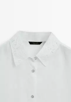 Рубашка-блузка CROPPED WITH EMBROIDERED DETAILS Massimo Dutti, белый