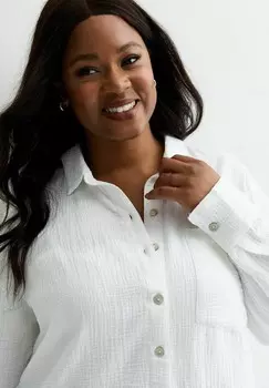 Рубашка-блузка CURVES TEXTURED New Look Curves, кремовый