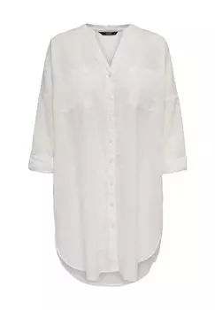 Рубашка-блузка, нагрудные карманы, хлопок, женская ONLY CARMAKOMA, цвет Cloud Dancer