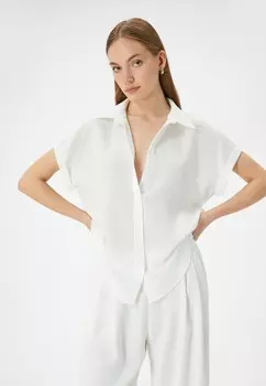 Рубашка-блузка REGULAR FIT BUTTONED SHORT SLEEVE Koton, кремовый
