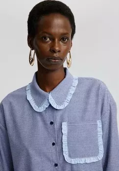 Рубашка-блузка RUFFLE DETAILED GINGHAM Touch Priv, темно-синий
