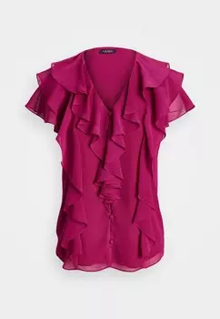 Рубашка-блузка RUFFLE TRIM CRINKLE GEORGETTE BLOUSE Ralph Lauren, розовый