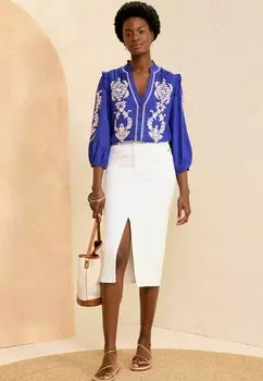 Рубашка-блузка RUFFLE V NECK 3/4 SLEEVE, REGULAR FIT Love & Roses, синий