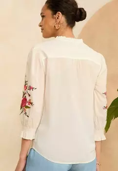 Рубашка-блузка RUFFLE V NECK 3/4 SLEEVE, REGULAR FIT Love & Roses, белый