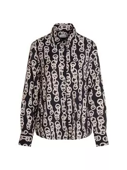 Рубашка-Блузка с цепочным принтом Seidensticker, синий