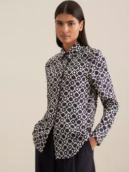 Рубашка-Блузка с принтом Seidensticker, синий