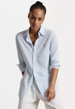 Рубашка-блузка SLIM FIT KNIT COTTON OXFORD SHIRT Ralph Lauren, синий