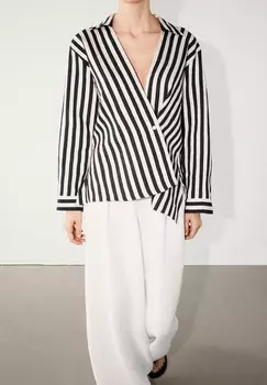 Рубашка-блузка STRIPED Massimo Dutti, белый