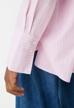 Рубашка-блузка STRIPED OVERSIZE Bershka, розовый