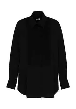 Рубашка блузка свободного кроя с потайной планкой на пуговицах Seidensticker, черный