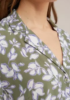 Рубашка-блузка WE Fashion, пестрый зеленый