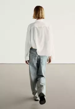 Рубашка-блузка WITH CHEST DETAIL AND CONTRAST Massimo Dutti, белый