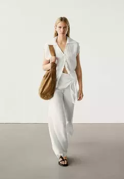 Рубашка-блузка WITH CONTRAST BUTTONS Massimo Dutti, белый