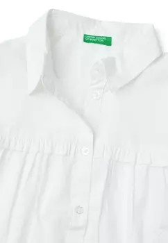 Рубашка-блузка WITH ROUCHES ON THE YOKE United Colors of Benetton, белый