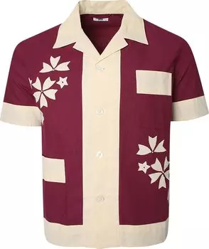 Рубашка Bode Moonflower Applique Short-Sleeve Shirt 'Maroon/Cream', красный