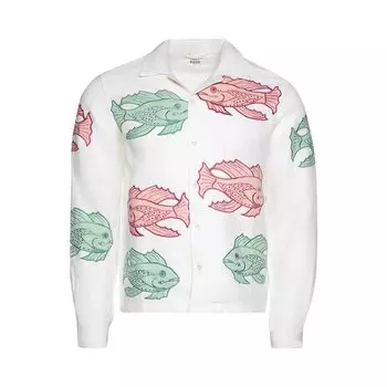Рубашка Bode Piscine Applique Long-Sleeve Shirt, белый