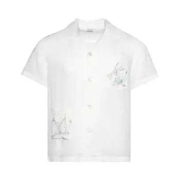Рубашка Bode Skiers Short-Sleeve Shirt White/Multicolor, белый