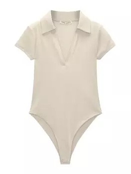 Рубашка-боди Pull&Bear, бежевый