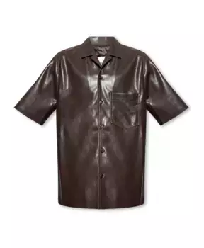 Рубашка Бодиль из веганской кожи Nanushka, коричневый