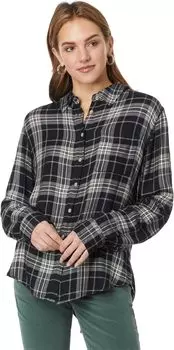 Рубашка-бойфренд в клетку Cloud Lucky Brand, цвет Black Beauty Plaid