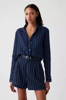 Рубашка бойфренда из 100% льна Gap, синий