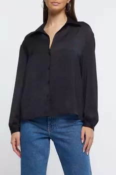 Рубашка бойфренда River Island, черный