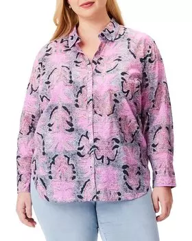 Рубашка бойфренда с нашивкой «лепесток» NIC+ZOE Plus Nic + Zoe, розовый