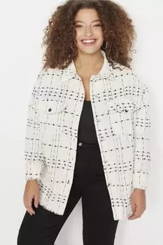 Рубашка больших размеров – белая – стандартного кроя Trendyol, белый