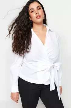 Рубашка больших размеров – белая – стандартного кроя Trendyol, белый