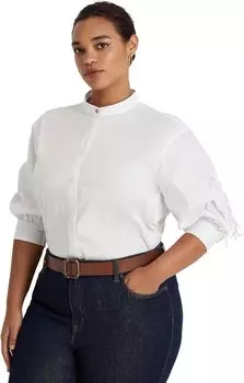 Рубашка больших размеров из смесового хлопка LAUREN Ralph Lauren, белый