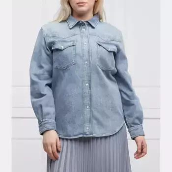 Рубашка больших размеров, стандартный крой джинсовая ткань Persona By Marina Rinaldi, синий