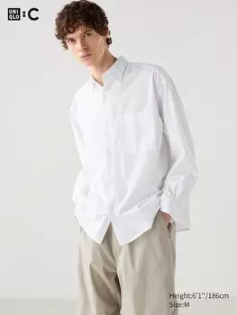 Рубашка большого размера из широкого сукна Uniqlo, белый