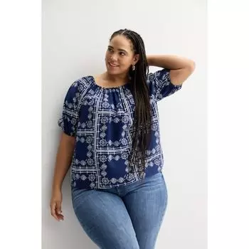 Рубашка большого размера с пальмовым деревом и льняной тканью Sonoma Goods For Life, цвет blue nautical print