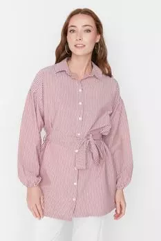 Рубашка - Бордовый - Классический крой Trendyol Modest, бордовый