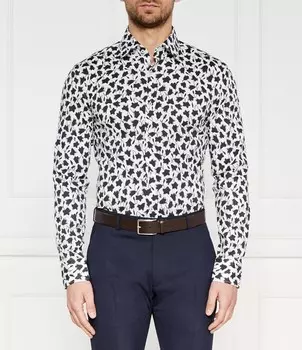 Рубашка BOSS BLACK H-HANK-kent-C1-214 Slim Fit stretch, темно-синий