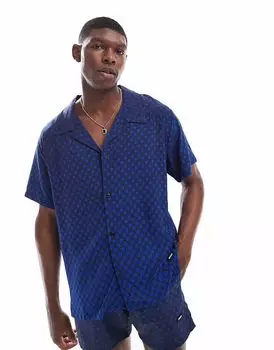 Рубашка Boss coord с короткими рукавами и принтом по всей поверхности синего цвета BOSS Orange