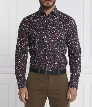 Рубашка Boss Hank Slim Fit, бургундия