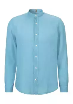 Рубашка BOSS ORANGE с длинными рукавами и изящной вышивкой-лейблом на прорези на манжетах, цвет Open Blue486